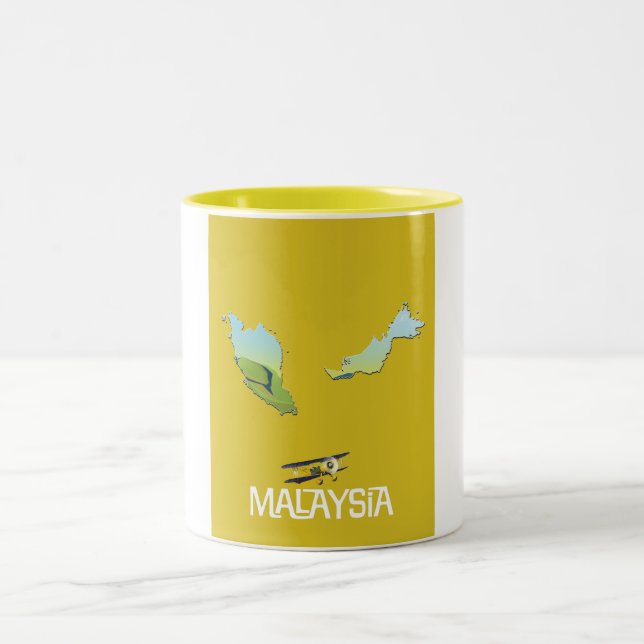 Tasse 2 Couleurs Carte de voyage de Malaisie (Centre)