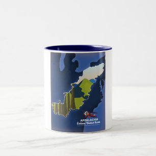 Tasse 2 Couleurs carte de voyage des Appalaches dans l'est des État