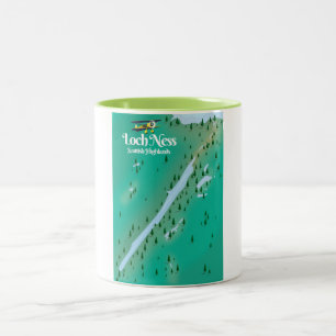 Tasse 2 Couleurs carte de voyage Loch Ness Highlands écossais
