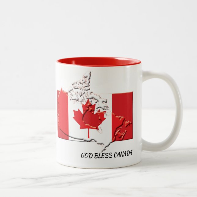 Tasse 2 Couleurs CARTE DES DRAPEAUX DU CANADA Écriture Patriotique  (Droit)