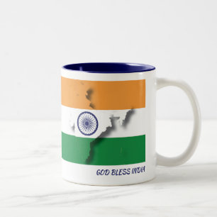 Tasse 2 Couleurs CARTE DES DRAPEAUX INDIENS Écritures Customisées B