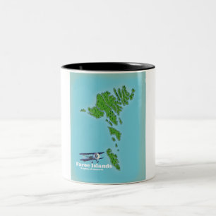 Tasse 2 Couleurs Carte des îles Féroé Royaume du Danemark