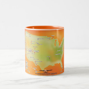 Tasse 2 Couleurs carte des parcs nationaux des États-Unis d'Amériqu