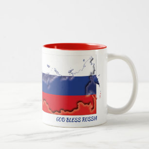 Tasse 2 Couleurs CARTE DRAPEAU RUSSE Écriture Customisée