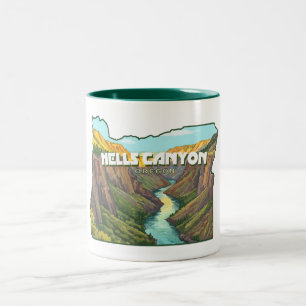 Tasse 2 Couleurs Carte du canyon Hells Oregon