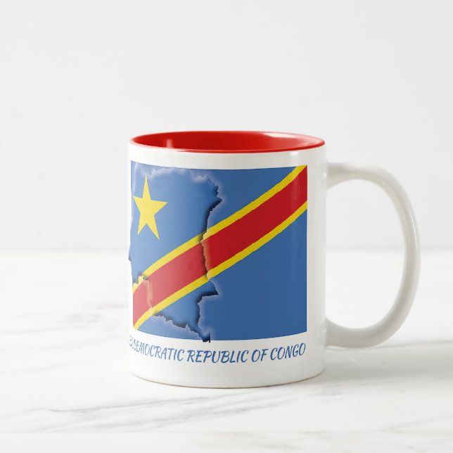 Tasse 2 Couleurs CARTE DU DRAPEAU CONGO Écriture Customisée (Droit)