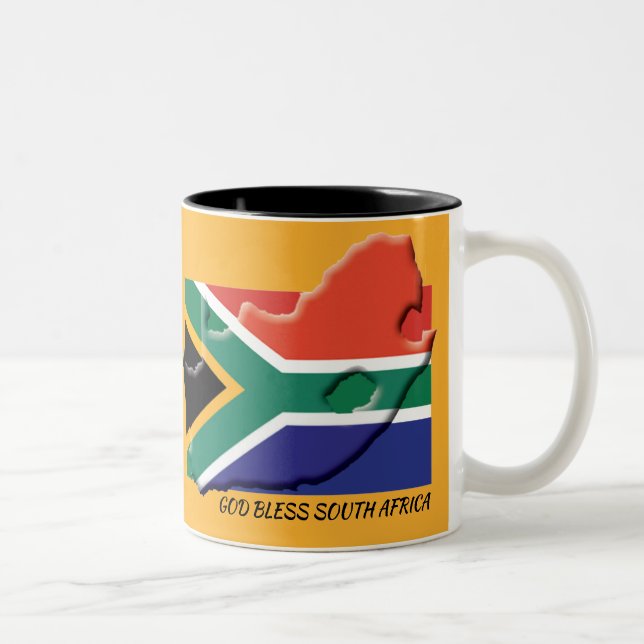 Tasse 2 Couleurs CARTE DU DRAPEAU DE L'AFRIQUE DU SUD Écriture Cust (Droit)