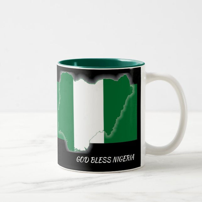 Tasse 2 Couleurs CARTE DU DRAPEAU NIGERIA Écriture Customisée (Droit)