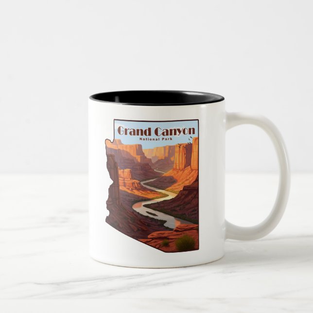 Tasse 2 Couleurs Carte du Grand Canyon National Park Arizona (Droit)