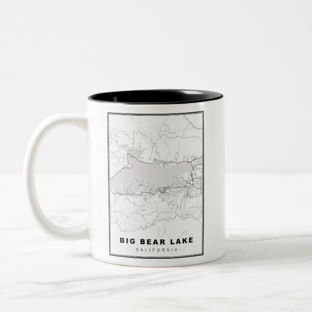 Tasse 2 Couleurs Carte du lac Big Bear (Gauche)