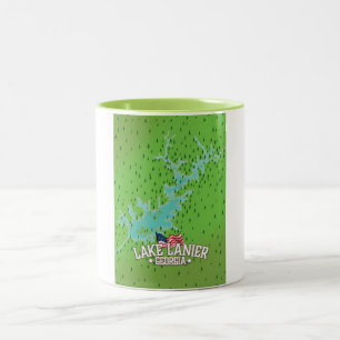 Tasse 2 Couleurs Carte du lac Lanier Géorgie