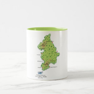 Tasse 2 Couleurs carte du parc national de Snowdonia, Pays de Galle