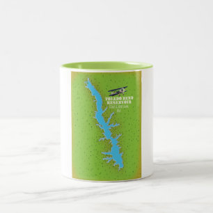 Tasse 2 Couleurs Carte du réservoir Toledo Bend Texas & Louisiane