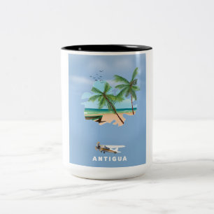 Tasse 2 Couleurs Carte illustrée d'Antigua affiche de voyage