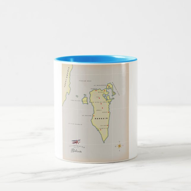 Tasse 2 Couleurs Carte illustrée de Bahreïn (Centre)