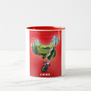 Tasse 2 Couleurs Carte illustrée de Chine affiche de voyage