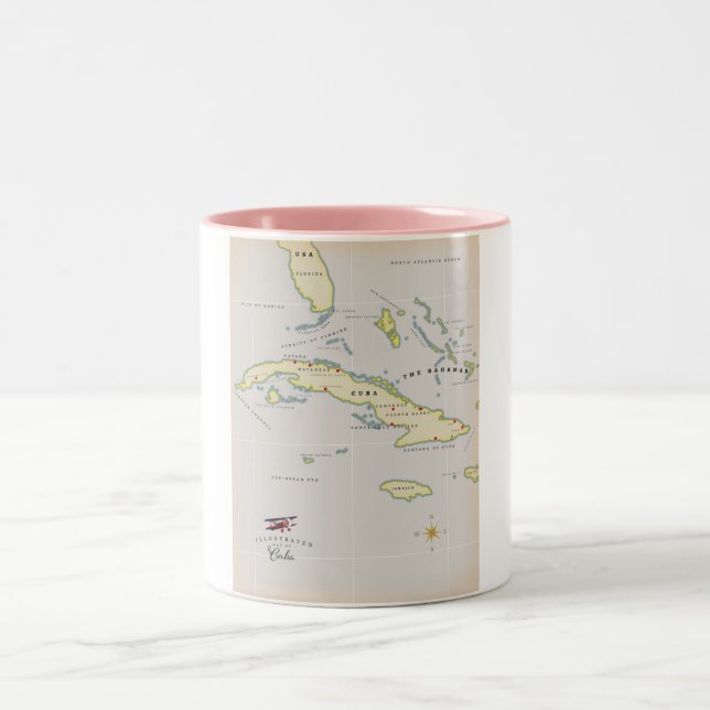 Tasse 2 Couleurs Carte illustrée de Cuba (Centre)