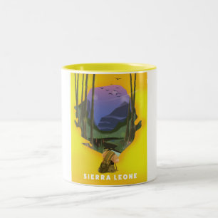 Tasse 2 Couleurs carte illustrée de la Sierra Leone affiche de voya
