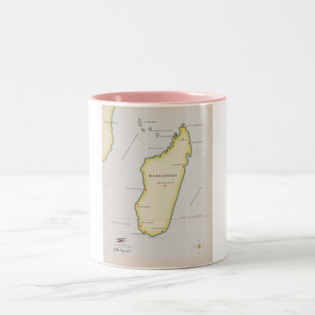 Tasse 2 Couleurs Carte illustrée de Madagascar (Centre)