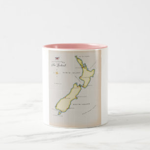 Tasse 2 Couleurs Carte illustrée de Nouvelle-Zélande