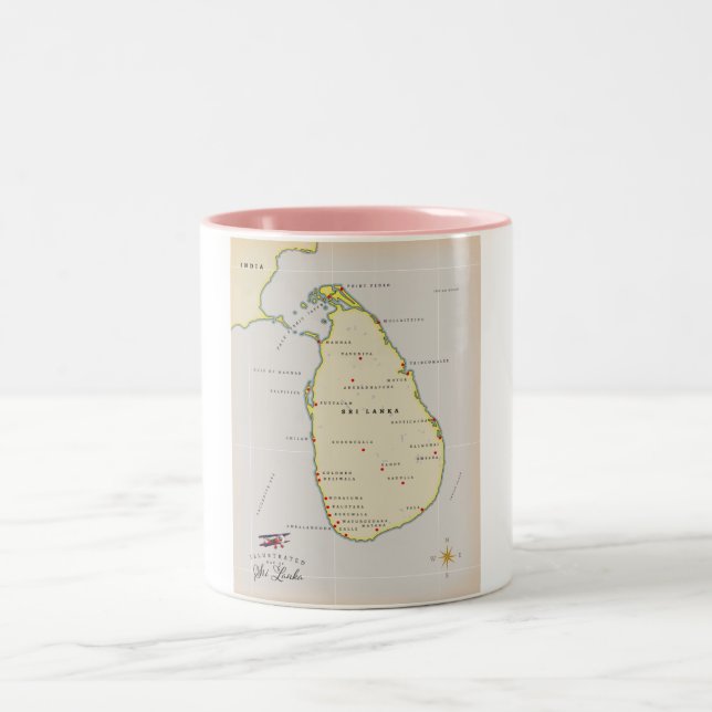 Tasse 2 Couleurs Carte illustrée du Sri Lanka (Centre)