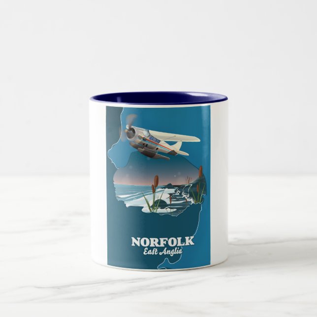 Tasse 2 Couleurs Carte Norfolk East Anglia (Centre)