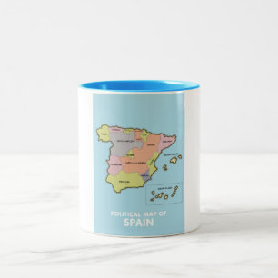Tasse 2 Couleurs Carte politique de l'Espagne.