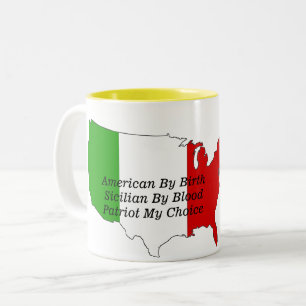 Tasse 2 Couleurs Carte Sicilienne American Italian Patriot USA
