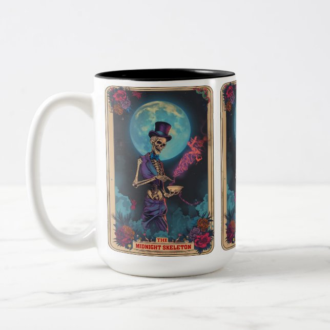 Tasse 2 Couleurs Carte Tarot Squelette Minuit (Gauche)