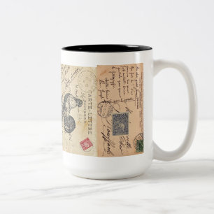 Tasse 2 Couleurs Cartes postales vintages et Musique