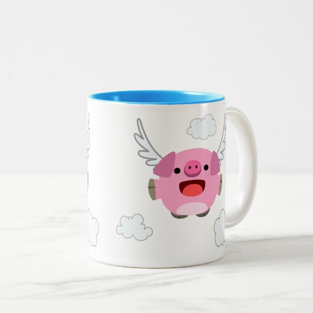 Tasse 2 Couleurs Cartogramme volant mignon (Devant droit)
