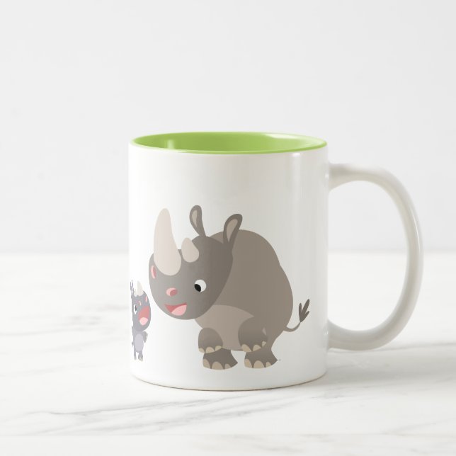 Tasse 2 Couleurs Carton mignon Big Rhino et Baby Rhino (Droit)