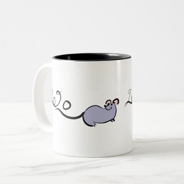 Tasse 2 Couleurs Cartoon mignon souris Rat lunaire Nouvel An 2020 M (Devant gauche)
