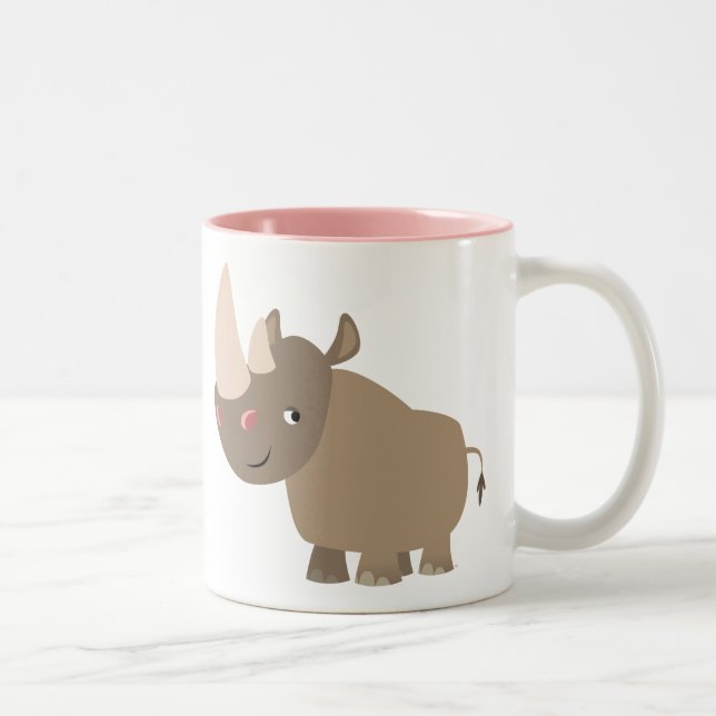Tasse 2 Couleurs Cartoon Rhino très calme (Droit)