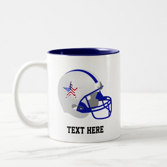 Tasse 2 Couleurs Casque de football américain bleu et blanc (Gauche)