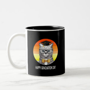Tasse 2 Couleurs Casquette de fin d'études avec chat