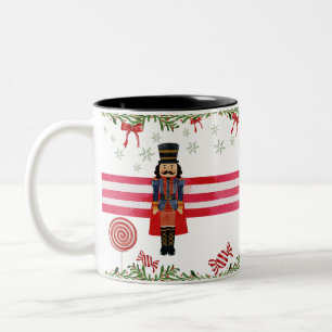 Tasse 2 Couleurs Casse-noix Sucre de canne Wreath & Red Bow Holiday