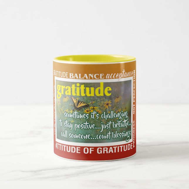 Tasse 2 Couleurs casse-tête d'inspiration de gratitude (Centre)