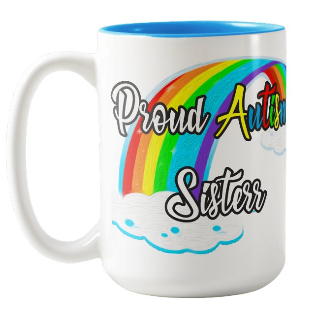 Tasse 2 Couleurs Casse-tête fière sœur d'autiste (Proud Autism Sister puzzles Two-Tone Coffee Mug)