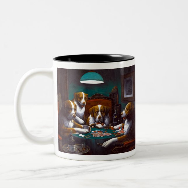 Tasse 2 Couleurs Cassius Marcellus Coolidge Dogs Jouant Au Poker (Gauche)