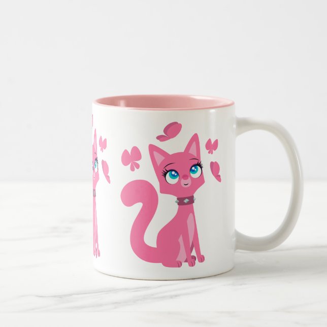 Tasse 2 Couleurs Cat et Butterflies (Droit)