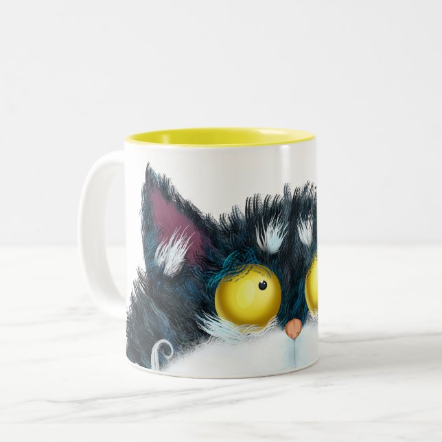 Tasse 2 Couleurs Cat eyes looking (Devant gauche)