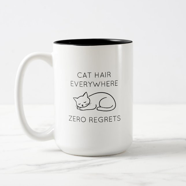 Tasse 2 Couleurs Cat hair everywhere zero regrets (Gauche)