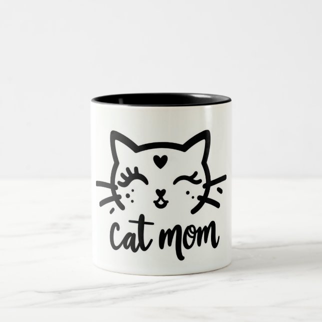 Tasse 2 Couleurs Cat Mom black (Centre)