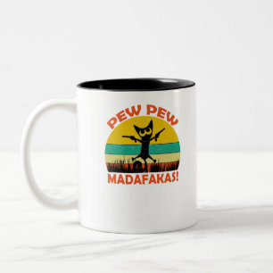 Tasse 2 Couleurs Cat Pew Pew Pew Madafakas Vintage Crazy Cat Funny