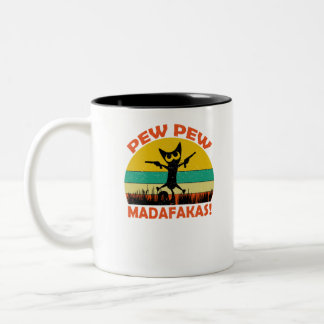 Tasse 2 Couleurs Cat Pew Pew Pew Madafakas Vintage Crazy Cat Funny