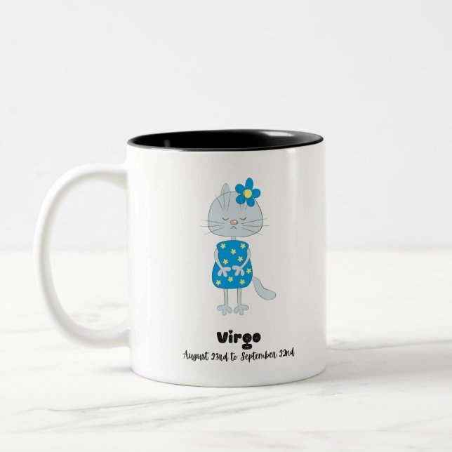 Tasse 2 Couleurs Cat Zodiac de la petite Virgo (Gauche)