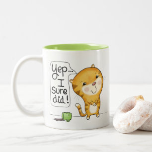 Tasse 2 Couleurs Cattitude - Cat déverse café