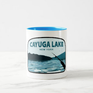 Tasse 2 Couleurs Cayuga Lake New York Rod de pêche