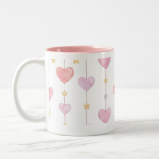 Tasse 2 Couleurs Ce joli pendentif à coeurs et étoiles aquarelle Pa